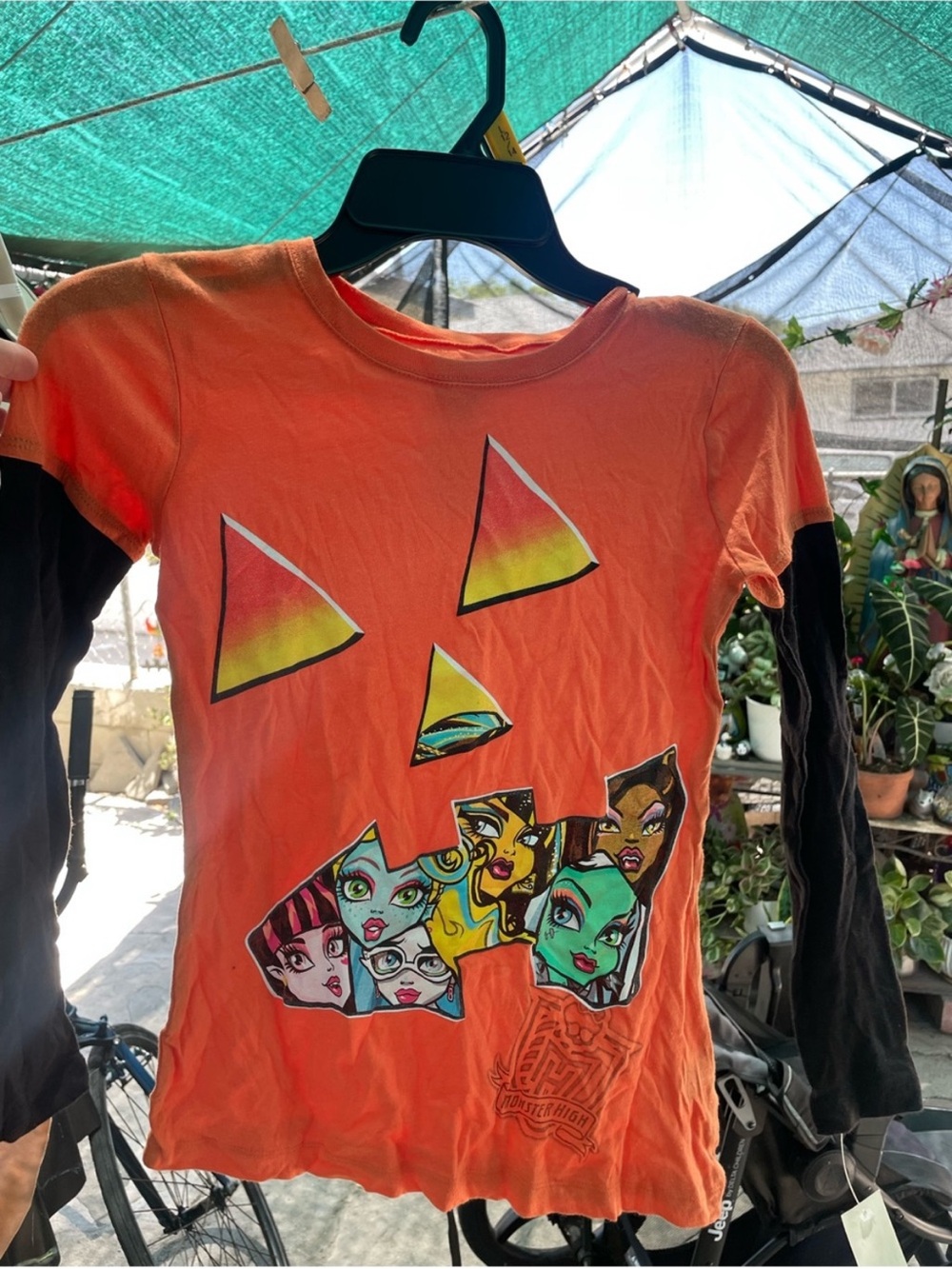 Girls' Orange Monster Mash Layered-Look Top